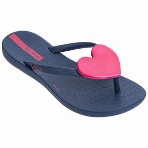 Chancletas Ipanema Maxi Moda Niños Azul Marino Rosas | 26350UXEH