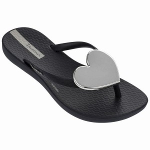Chancletas Ipanema Maxi Moda Niños Negras Plateadas | 12708ATDK