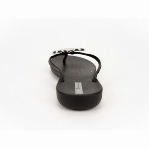 Chancletas Ipanema Wave Heart Niños Negras Plateadas | 65837ASGE